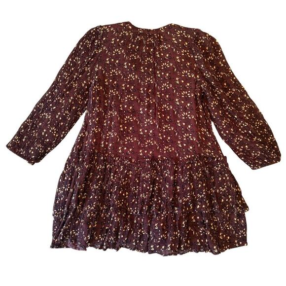 Cleobella Jaslynn Mini Dress | Boho Tiered Burgundy Floral | Size Small 803E - Picture 10 of 11